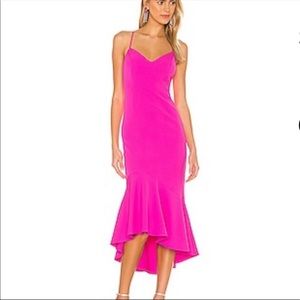 NWT Bardot Lisandra MIDI dress ruffle pink shock 8 medium